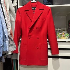 Elegant Red Double-Breasted Women's Coat